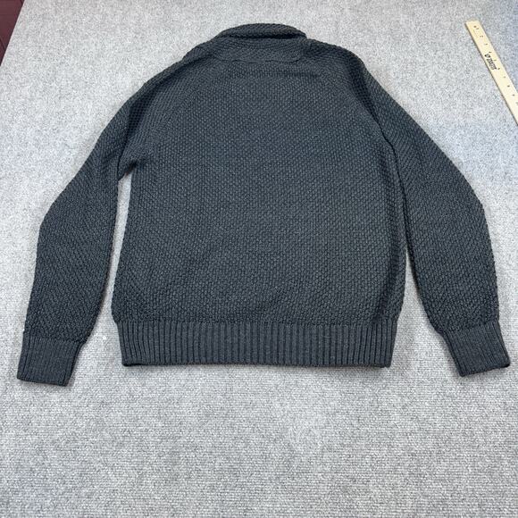 Zara Man Wool Blend Cable Knit Sweater Men's Size Large Shawl Collar Charcoal - Picture 8 of 8